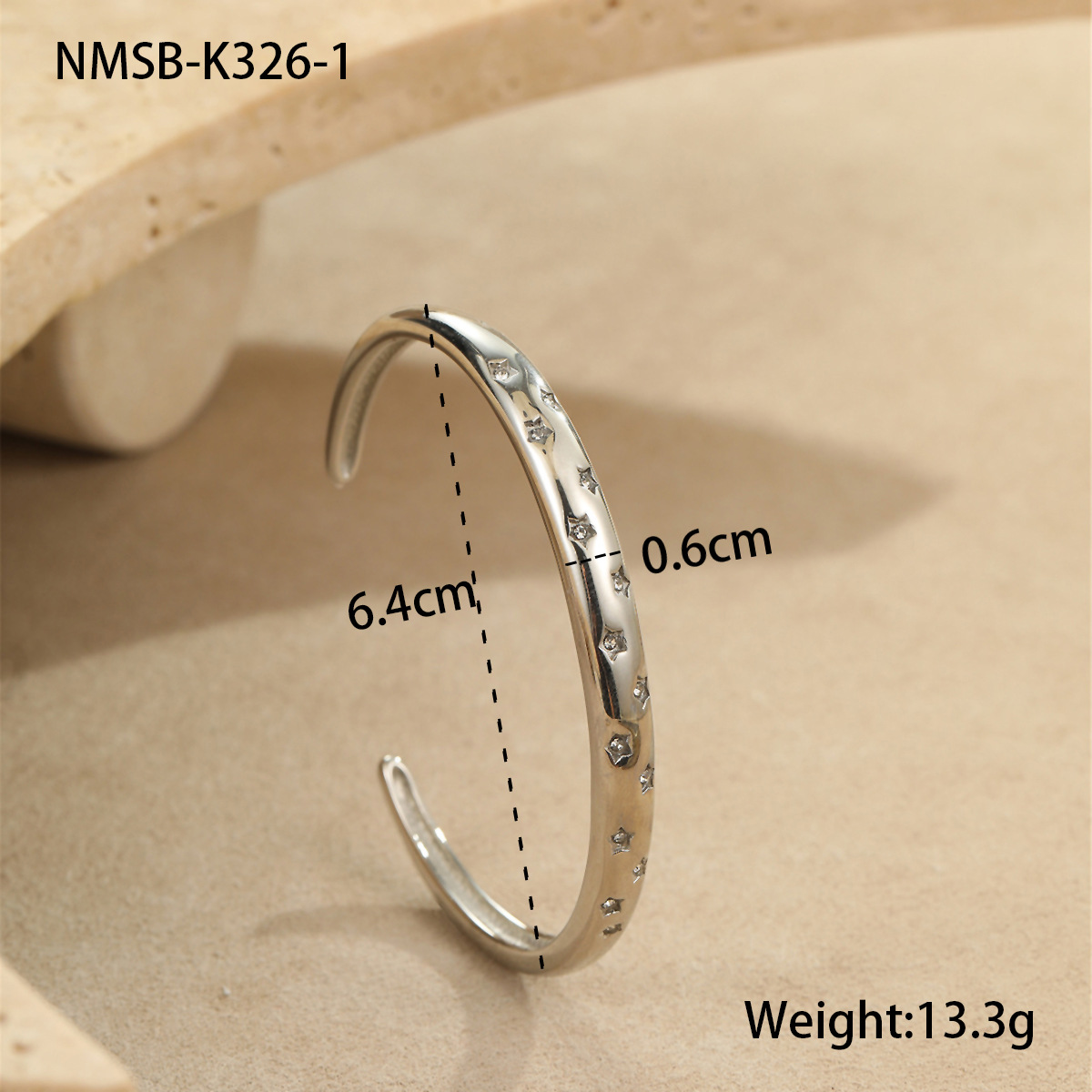 NMSB-K326-1 steel color white diamond bracelet