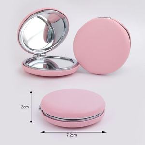 Wholesale pink Round <strong>Mirror</strong> Pu Leather Mini Pocket <strong>Makeup</strong> <strong>Mirrors</strong> Private Label <strong>Mirror</strong> PU Leather Factory Custom Logos - Product Image 2