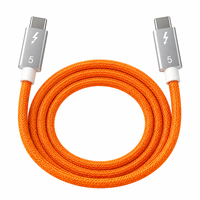 Câble USB-C Thunderbolt 5 240W PD à charge rapide, transfert de données 120 Gbit/s, vidéo 16K, gaine en nylon tressé orange pour téléphone et ordinateur portable OEM