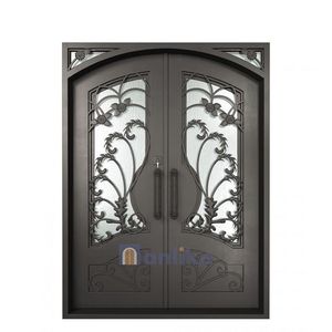 Anlike <span class=keywords><strong>Ancienne</strong></span> <span class=keywords><strong>porte</strong></span> <span class=keywords><strong>d</strong></span>'<span class=keywords><strong>entrée</strong></span> Smart Lock Double Design Verre trempé Tige noire Externe Acier galvanisé Grande <span class=keywords><strong>porte</strong></span> <span class=keywords><strong>d</strong></span>'<span class=keywords><strong>entrée</strong></span> classique en fer - Product Image 1