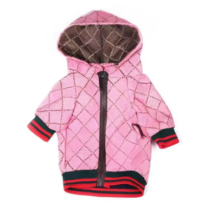 Sudadera con capucha informal de poliéster con estampado de diamantes para invierno y verano, con cremallera, para <span class=keywords><strong>cachorros</strong></span> de Teddy, Bichón Frisé, <span class=keywords><strong>Schnauzer</strong></span> y Bulldog. - Product Image 4