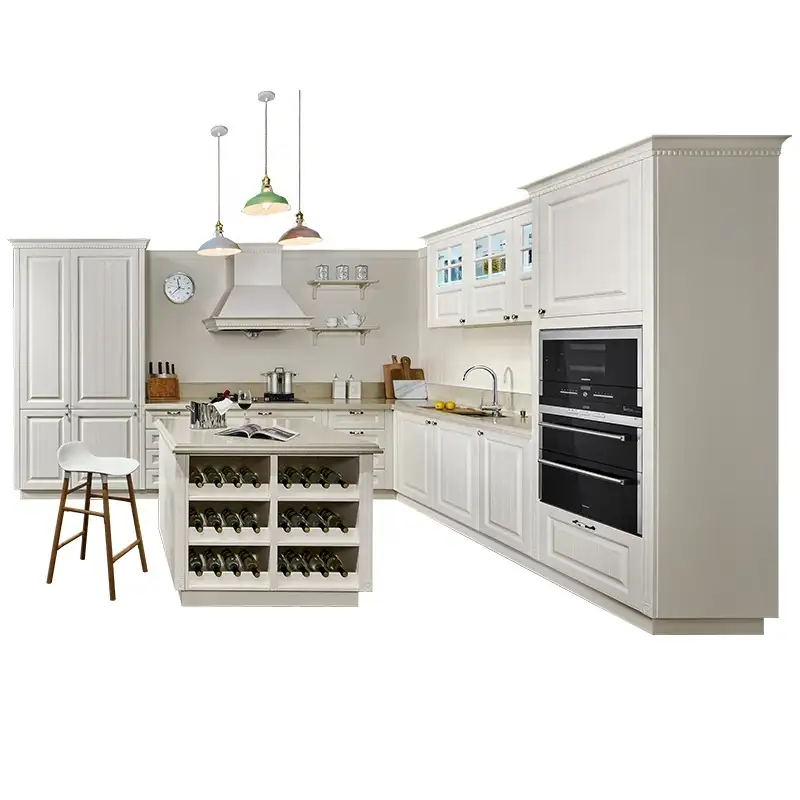 Suofeiya High Quality European Style Kitchen Designs White PVC Polymer Wood Modular Kitchen Cabinets