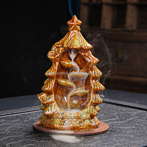 Bruciatore di Incenso a Riflusso Natalizio, Ornamenti per Albero di Natale in Ceramica, Bruciatore di Incenso Zen in Argilla Viola, Diffusore di Aromi - Product Image 2