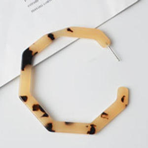 Boucles d'oreilles tendance style vintage grand format octogonales, motif léopard, en résine acétate et acrylique, <span class=keywords><strong>bijoux</strong></span> cercle - Product Image 6