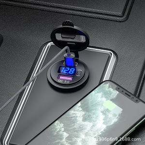 Chargeur de voiture QC3.0 18W, charge rapide PD20W, double port A+C, affichage numérique, type à clipser pour téléphones mobiles - Product Image 1