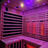 Ruang Sauna Inframerah Jauh dengan Pintu Kaca, Rangka Kayu, dan Speaker Terintegrasi untuk Penggunaan di Rumah