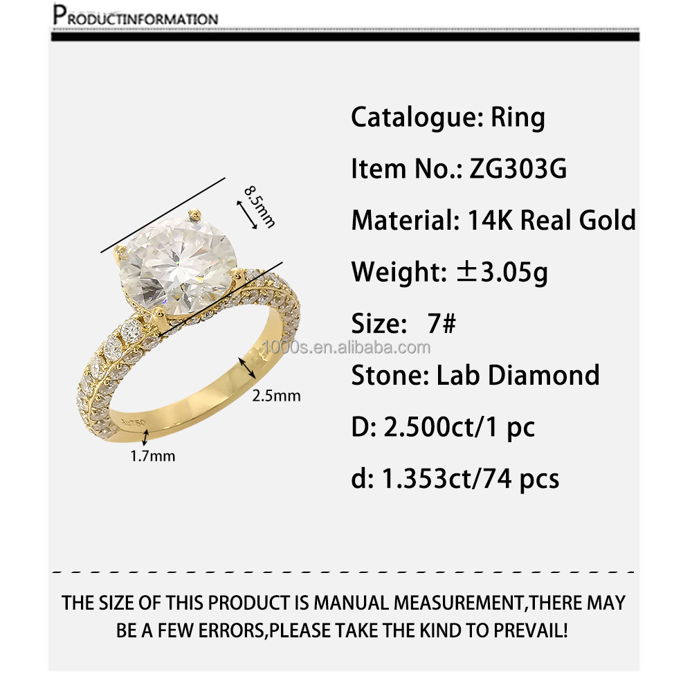 Oro 14K con Diamante Coltivato in Laboratorio ZG303G