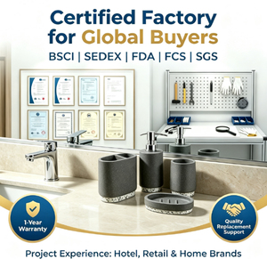 Ensemble d'accessoires de salle de <span class=keywords><strong>bain</strong></span> en résine Terrazzo moderne pour hôtel, vente en gros - Product Image 1