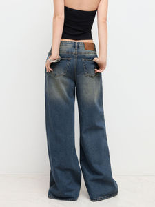 Jeans amples pour femmes, style Y2K, taille basse, jeans larges délavés pour femmes - Product Image 3