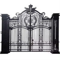 Portes coulissantes en fer forgé de luxe pour la sécurité du jardin, conception de grille double, portail d'entrée principal, portails en fer forgé