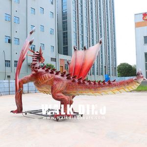 Dragon géant mécanisé animatronique à induction infrarouge à ailes rouges à vendre, dragon occidental personnalisé - Product Image 6