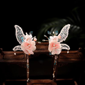 Coiffe Hanfu pour enfants, fleur en soie, jolie pince à cheveux papillon, accessoire pour cheveux de style ancien, féerique et élégant pour filles - Product Image 1