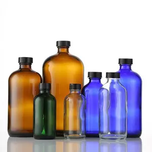 Оптовые продажи янтарные стеклянные бутылки 250ml-Высококачественная косметическая упаковка 250 мл 500 мл, прозрачная Янтарная пустая стеклянная бутылка для эфирного масла boston
