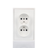 Prise murale double française 2P+T de style européen de qualité supérieure, panneau ignifuge en PC, avec protection anti-effraction
