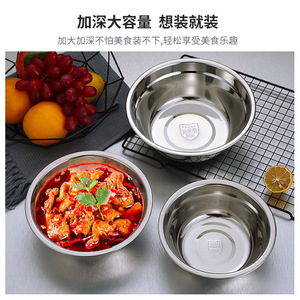 Stainless Steel <b>Basin</b> 304 Food Grade <b>Round</b> Deep Kitchen Vegetable Washing Soup Mixing Bowl Durable Multi Purpose - Product Image 5
