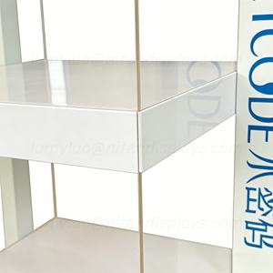 Vitrina Moderna con Marco de Madera y Vidrio, Exhibidor de Piso con Luces Interiores y Estantes para Cosméticos - Product Image 5