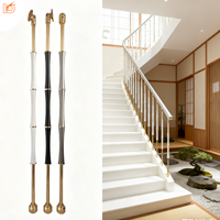 Rampe d'escalier en aluminium pour villa et appartement, design de luxe léger, vente en gros, en forme de bambou, métallique, pour intérieur