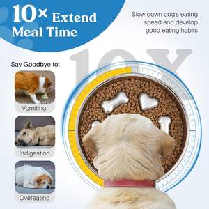 Tigela de Alimentação Lenta em Aço Inoxidável 304, 5 Copos, Tigela de Metal para Ração de Animais com Base Antiderrapante, Tigelas para Cães de Alimentação Lenta - Product Image 2