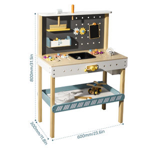 Ensemble d'outils pour enfants, outils en <span class=keywords><strong>bois</strong></span>, banc, jouet pour tout-petits, établi avec des outils réalistes, jouet de construction, cadeaux pour les garçons et les filles de 3 à 9 ans - Product Image 1