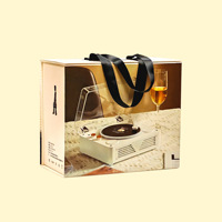 Luxuriöse Geschenkbox aus Recyclingmaterialien für Grammophon/CD-Player - Tragbare Kartonbox mit Schwammgriff und Magnetverschluss - Geburtstag