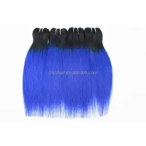 Tóc Nối Remy Người Brazil 10A Giá Rẻ Dệt Bó Tóc Virgin Ombre 1B/Xanh Dương