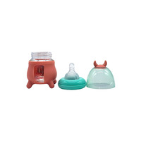 Botol kaca pemberi makan anti-kolik untuk bayi baru lahir 120mL kustom dengan lengan silikon dan puting silikon