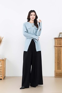 Ensemble 2 pièces pour femmes musulmanes modestes, <span class=keywords><strong>tunique</strong></span> fendue et pantalon large, personnalisable - Product Image 2