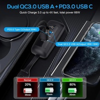Prise de chargeur de voiture à 3 ports, double USB PD QC3.0, adaptateur de charge rapide, étanche, pour camion, marine, moto, accessoires de voiture
