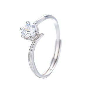 라운드 큐빅 지르코니아 심플 우아한 여성 액세서리 여성을위한 미니멀리스트 약혼 결혼 반지 - Product Image 5