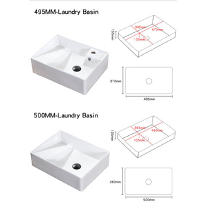 <span class=keywords><strong>Lavabo</strong></span> quadrato in ceramica da appoggio per uso domestico, <span class=keywords><strong>lavabo</strong></span> multiuso da balcone, lavello per lavanderia sopra la lavatrice, lavello per lavanderia domestica - Product Image 4