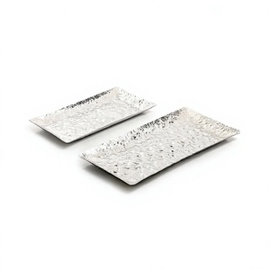 Ensemble de 2 plateaux de service en aluminium, design classique, différentes tailles, pour chocolats, dattes, usage domestique et hôtelier - Product Image 1