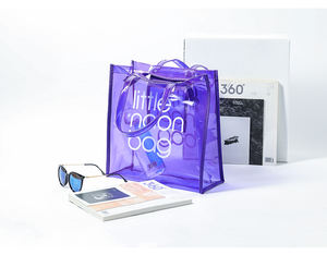 Bolsa de Mano Transparente de PVC con Logotipo Personalizado, Brillante, para Mujer, Verano, Playa, Compras, Impermeable, Pequeña, Color Neón - Product Image 5