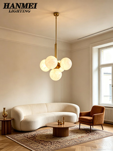 Brass & Marble Spherical Chandelier With Warm White LED Modern <b>Indoor</b> <b>Lighting</b> for Home Restaurant HM-PC-YQ Warm White LED Provi - Product Image 5