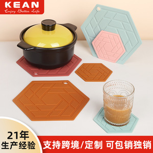 Silicone Hexagon Coasters Heat Resistant <b>Cup</b> <b>Mats</b> For Table Dining Set - Product Image 5