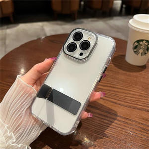 Pour <span class=keywords><strong>iPhone</strong></span> 14 <span class=keywords><strong>13</strong></span> 12 <span class=keywords><strong>Mini</strong></span> 11 16 Pro Max15 Plus Béquille Support Shell Mince En Alliage De Métal Invisible Pliant Titulaire Stand Téléphone Cas - Product Image 4