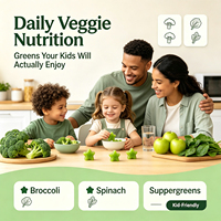 Gommes probiotiques pour enfants 50 milliards d'UFC - Super Greens & Vitamine D3 pour la santé immunitaire et digestive des enfants, Marque privée OEM