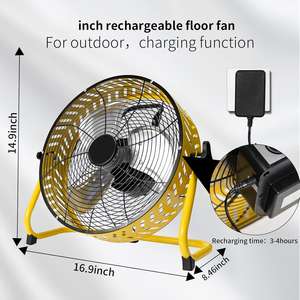 14 ''avec trou boîtier ventilateurs extérieurs sans fil ventilateur Durm à piles ventilateur de sol Rechargeable en métal HJ-14RD de vent fort - Product Image 2