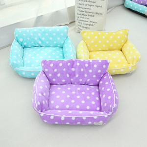 Polka Dot <b>Sofa</b> Nest <b>Pet</b> Bed Square Shape Polyester Fiber Fill Cat Dog Bed Hand Washable All Season Use - Product Image 1