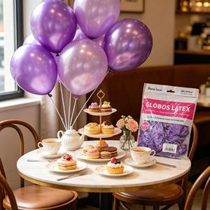 Party Love Latex Balloons 30cm Purple Metallic For Decoration ensures flexibility and resilience - Product Image 4
