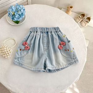 Nuovi Arrivi all'Ingrosso: Shorts in Denim di Cotone per Bambine con Motivi Cartoon e Fiocco, <span class=keywords><strong>Pantaloncini</strong></span> Trendy per Bambini - Product Image 1