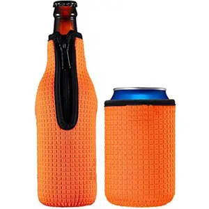 Neoprene bia chai tay áo với dây kéo thăng hoa trống in cách nhiệt có thể mập mạp chủ sở hữu uống Cola mát Túi