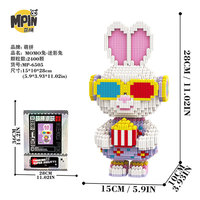 Kit de micro-briques géantes MOMO Bunny de 28 cm, puzzle 3D DIY, blocs de construction, modèle de conception de lapin, jouet d'assemblage, petites particules Mpin