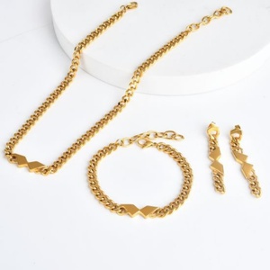 Conjunto de Joyería de Cadena de Acero Inoxidable Personalizado, Collares de Cadena Cubana Gruesa Estilo Miami - Product Image 1