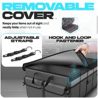 Boîte de rangement de coffre extra large avec compartiments extensibles, organisateur de coffre de voiture pour la plupart des véhicules et l'intérieur