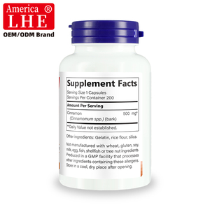 GMP Certificated Manufacturer Cinnamon 500Mg Capsules Supports <b>Metabolism</b> of Fat and Sugar for Men and Women Cinnamon Supplement - Product Image 2