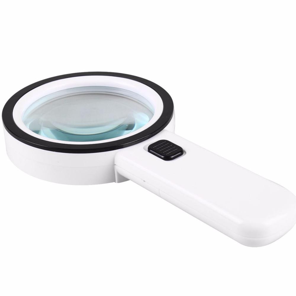 Оптовая продажа, ручная лупа для чтения, объектив 30X, 12-светодиодное увеличительное стекло