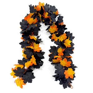 Guirlande artificielle d'érable noir amazonien 100cm-200cm, feuilles en soie, décorations d'Halloween pour la récolte, pour la vitrine de la maison - Product Image 1