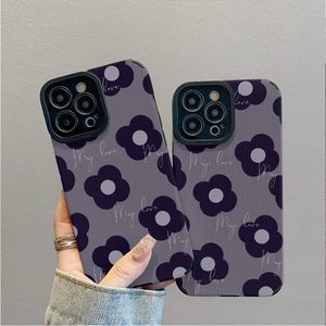 Custodia per cellulare in pelle artificiale TPU con stampa floreale <span class=keywords><strong>viola</strong></span> <span class=keywords><strong>scuro</strong></span> Art English per <span class=keywords><strong>iPhone</strong></span> X, XR, 11, 12, 13, 14, 15, 16, 17, 18 Pro Max - Product Image 3