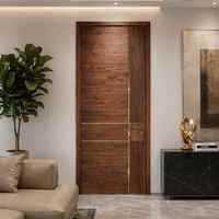 Porte intérieure en bois massif Merbau de luxe, style Mid-Century Modern, brun foncé, à lattes verticales, pour chambre et villa, OEM