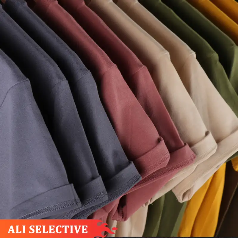 T-shirt pour hommes, large, de couleur unie, 230g, 100% coton, haute qualité, sans couture, MT2006